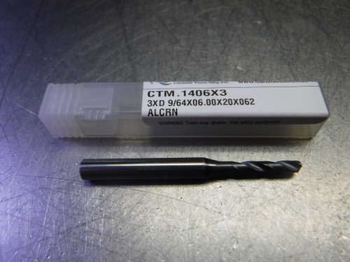 CTMI 9/64" Carbide Drill 6mm Shank 3XD 9/64x06.00x20x062 ALCRN (LOC526)