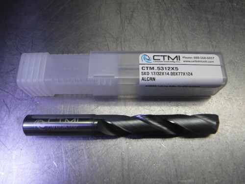 CTMI 17/32" Carbide Drill 14mm Shank 5XD 17/32x14.00x77x124 ALCRN (LOC566)