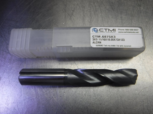 CTMI 11/16" Coolant Thru Carbide Drill 3XD 11/16x18.00x73x123 ALCRN (LOC566)