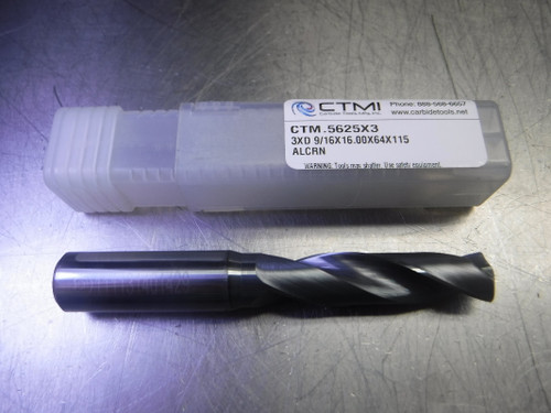 CTMI 9/16" Coolant Thru Carbide Drill 3XD 9/16x16.00x65x115 ALCRN (LOC563A)