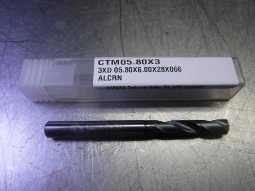 CTMI 5.80mm Carbide Drill 6mm Shank 3XD 05.80x6.00x28x066 ALCRN (LOC1478A)