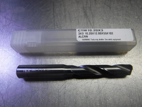 CTMI 10.20mm Carbide Drill 12mm Shank 3XD 10.20x12.00x55x102 ALCRN (LOC1478A)