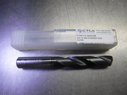 CTMI 15.50mm Coolant Thru Carbide Drill 5XD 15.50x16.00x83x133IK ALCRN (LOC1447)