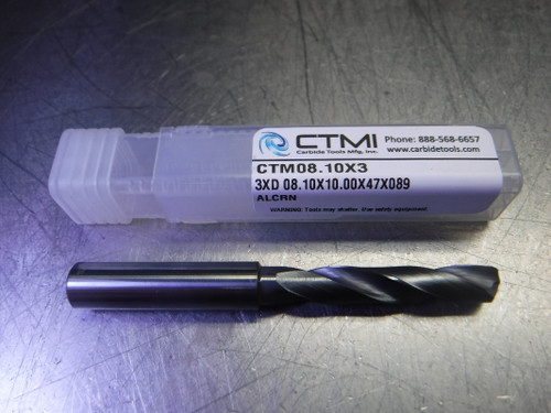 CTMI 8.10mm Carbide Drill 10mm Shank 3XD 08.10x10.00x47x089 ALCRN (LOC1797)