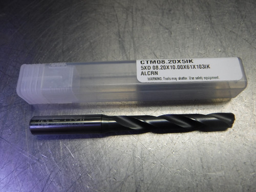 CTMI 8.20mm Coolant Thru Carbide Drill 5XD 08.20x10.00x61x103IK ALCRN (LOC1797)
