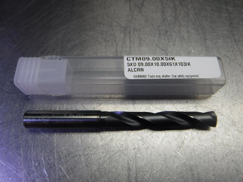 CTMI 9mm Coolant Thru Carbide Drill 5XD 09.00x10.00x61x103IK ALCRN (LOC1768B)