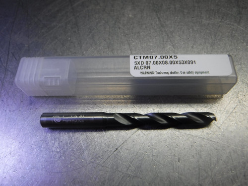 CTMI 7mm Carbide Drill 8mm Shank 5XD 07.00x08.00x53x091 ALCRN (LOC1023C)