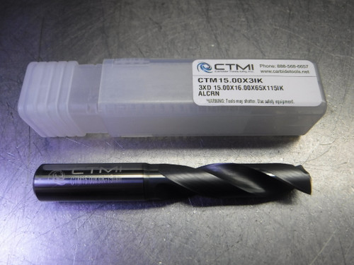CTMI 15mm Coolant Thru Carbide Drill 3XD 15.00x16.00x65x115IK ALCRN (LOC1023C)