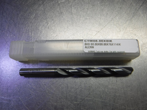 CTMI 8mm Coolant Thru Carbide Drill 8XD 08.00x08.00x76x114IK ALCRN (LOC1078C)
