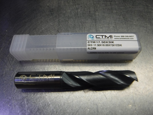 CTMI 17.50 Coolant Thru Carbide Drill 3XD 17.50x18.00x73x123IK ALCRN (LOC1078C)