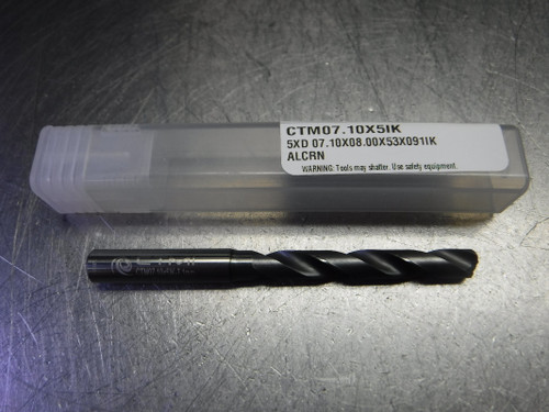 CTMI 7.10mm Coolant Thru Carbide Drill 5XD 07.10x08.00x53x091IK ALCRN (LOC1070B)