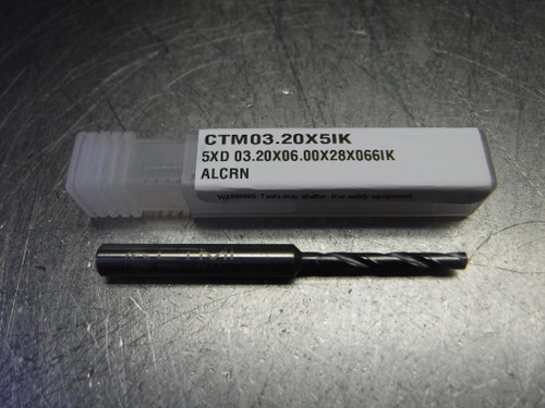 CTMI 3.20mm Coolant Thru Carbide Drill 5XD 03.20X06.00x28x066IK ALCRN (LOC1070B)