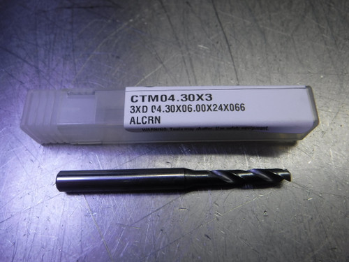 CTMI 4.30mm Carbide Drill 6mm Shank 3XD 04.30x06.00x24x066 ALCRN (LOC1306B)