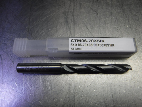 CTMI 6.70mm Coolant Thru Carbide Drill 5XD 06.70X08.00X53X091IK ALCRN (LOC1304A)