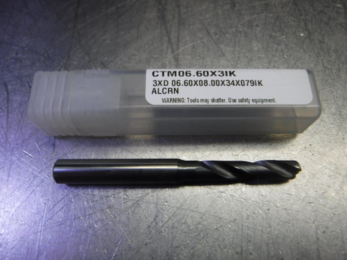 CTMI 6.60mm Coolant Thru Carbide Drill 3XD 06.60x08.00x34x079IK ALCRN (LOC1304A)