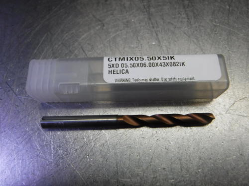 CTMI 5.50mm Coolant Thru Carbide Drill 5XD 05.50X06.00X43X082IK HELICA (LOC1304A)