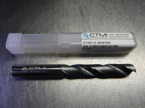 CTMI 12mm Coolant Thru Carbide Drill 5XD 12.00X12.00X71X118IK ALCRN (LOC3240)