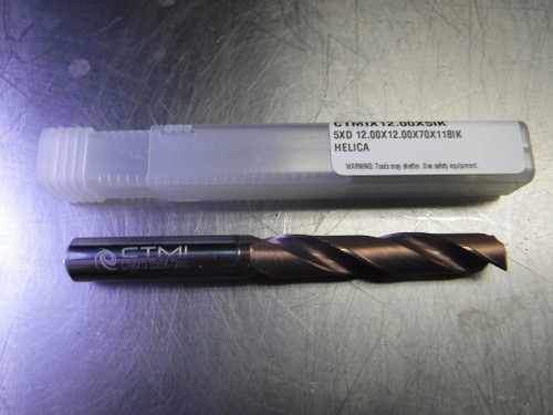 CTMI 12mm Coolant thru Carbide Drill 5XD 12.00x12.00x70x118IK HELICA (LOC3243A)