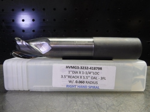 Melin 1" Carbide Endmill 0.060 Radius 3 Flute HVMG3-3232-41879R (LOC3683A)