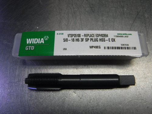 Widia/GTD 5/8-18 H6 3 flute HSS Plug Tap VTSPO5100 (LOC172)