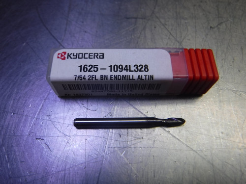 Kyocera 7/64" 2 Flute Carbide Ballnose Endmill 1/8" Shank 1625-1094L328 (LOC261) Kyocera 7/64" 2 Flute Carbide Ballnose Endmill 1/8" Shank 1625-1094L328 (LOC261)