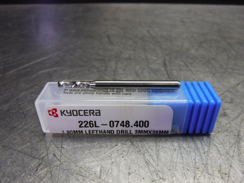 Kyocera 1.90mm 130° Carbide Lefthand Micro Twist Drill 226L-0748.400 (LOC3668B)