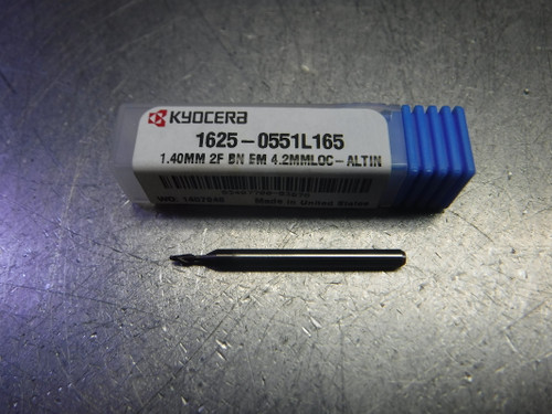 Kyocera 1.40mm 2 Flute Carbide Ballnose Endmill 1625-0551L165 (LOC3378B)