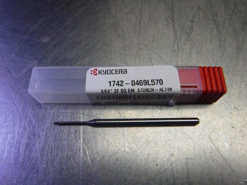 Kyocera 3/64" 3 Flute Carbide Endmill 1/8" Shank 1742-0469L570 (LOC3382) Kyocera 3/64" 3 Flute Carbide Endmill 1/8" Shank 1742-0469L570 (LOC3382)