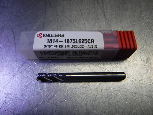 Kyocera 3/16" 4 Flute Carbide Endmill 3/16" Shank 1814-1875L625CR (LOC3388A)