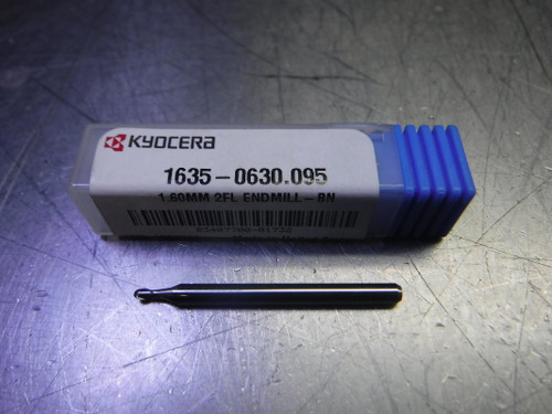 Kyocera 1.60mm 2 Flute Carbide Ballnose Endmill 3mm Shank 1635-0630.095 (LOC3390)