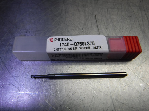 Kyocera 0.075" 3 Flute Carbide Endmill 1/8" Shank 1740-0750L375 (LOC3336)