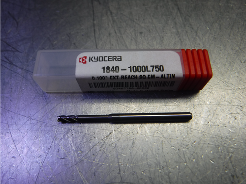 Kyocera 0.100" 4 Flute Carbide Endmill 1/8" Shank 1840-1000L750 (LOC3338A)
