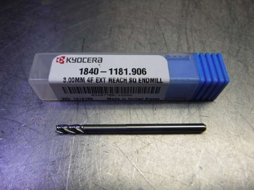 Kyocera 3mm 4 Flute Carbide Endmill 3mm Shank 1840-1181.906 (LOC3338A)