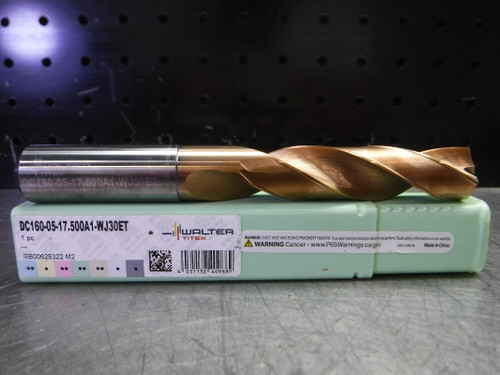 Walter 17.50mm Carbide Drill Coolant Thru DC160-05-17.500A1-WJ30ET (LOC3663A)