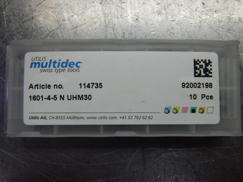 UTILIS Multidec Carbide Inserts QTY10 1601-4-5 N UHM30 (LOC3628B)