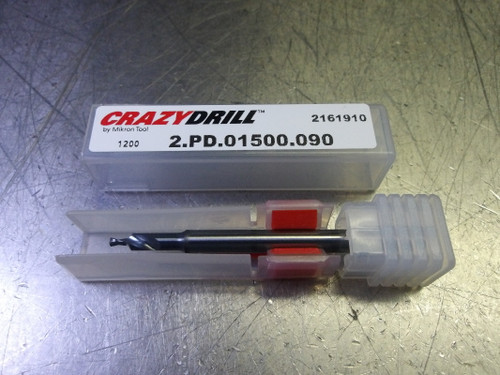 Mikron CrazyDrill 1.50mm 2 Flute Carbide Step Drill 2.PD.01500.090 (LOC1905A)