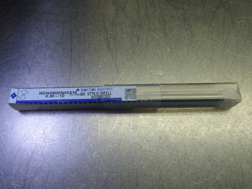 Sumitomo 8mm Coolant Thru Carbide Drill 8mm Shank MDW0800NHGS10 (LOC2156B)
