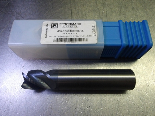 Benchmark 3/4" 4 Flute Carbide Stub CR Endmill .030" R 437S75016030C15 (LOC2427)
