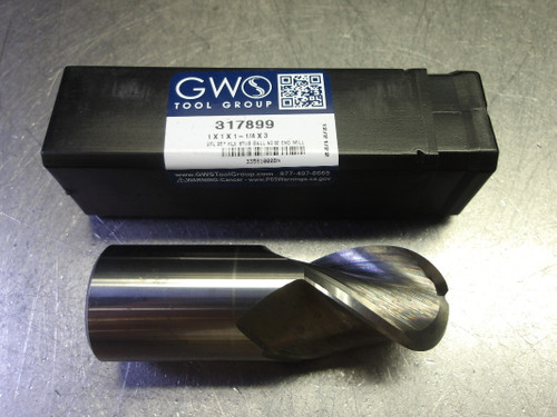 GWS 1" 3 Flute Carbide Stub Ballnose Endmill 1" Shank 335S1000BN (LOC2434)