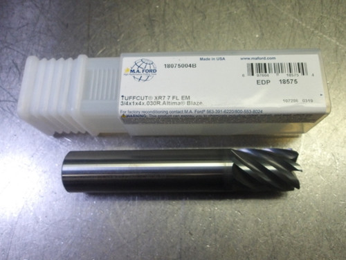 M.A. Ford 3/4" 7 Flute Carbide CR Endmill 3/4" Shank .030" R 18075004B (LOC779)