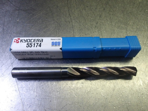 Kyocera/SGS 19/64" 3 Flute Carbide Coolant Thru Drill 55174 (LOC3026B)