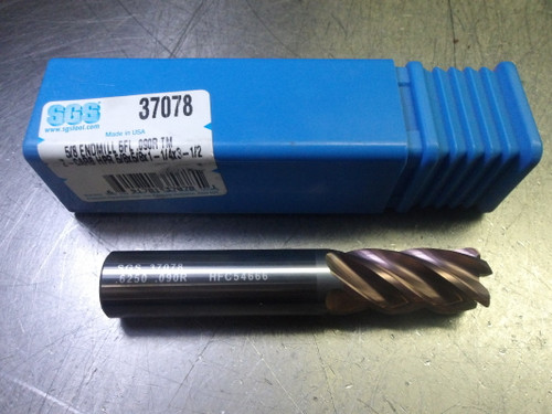 SGS 5/8" 5 Flute Carbide CR Endmill 5/8" Shank .09" R 37078 (LOC3654)