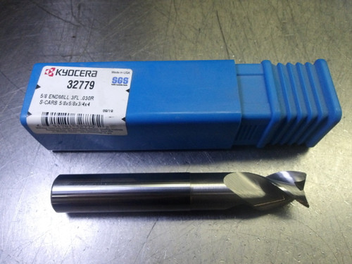 Kyocera / SGS 5/8" 3 Flute Carbide CR Endmill 5/8" Shank .03" R 32779 (LOC3524)