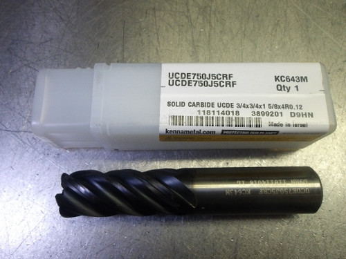 Kennametal 3/4" 5 Flute carbide CR Endmill .12" RUCDE750J5CRF KC643M (LOC3082B)