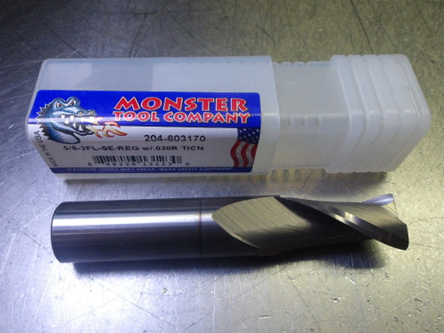 Monster 5/8" 2 Flute Carbide CR Endmill 5/8" Shank .030" R 204-603170 (LOC188A) Monster 5/8" 2 Flute Carbide CR Endmill 5/8" Shank .030" R 204-603170 (LOC188A)