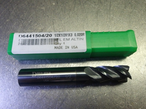 Design-Rite 1/2" 4 Flute Carbide CR Endmill 1/2 Shank .020"R D6441504/20 (LOC37)