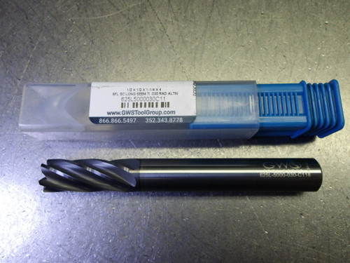 GWS 1/2" 6 Flute Carbide CR Endmill 1/2" Shank .030" R 625L5000030C11 (LOC1488A)