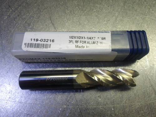 ProMax 1/2" 3 Flute Carbide Roughing CR Endmill .020" R 119-03216 (LOC2733A)