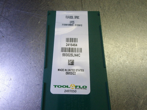 Tool Flo Carbide Grooving/Parting Inserts QTY5 FLR-3025L GP50C (LOC2709A)