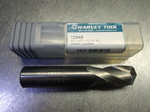 Harvey Tool 3/4" 2 Flute 120 Deg Carbide Drill Mill 3/4" Shank 12948 (LOC3541)